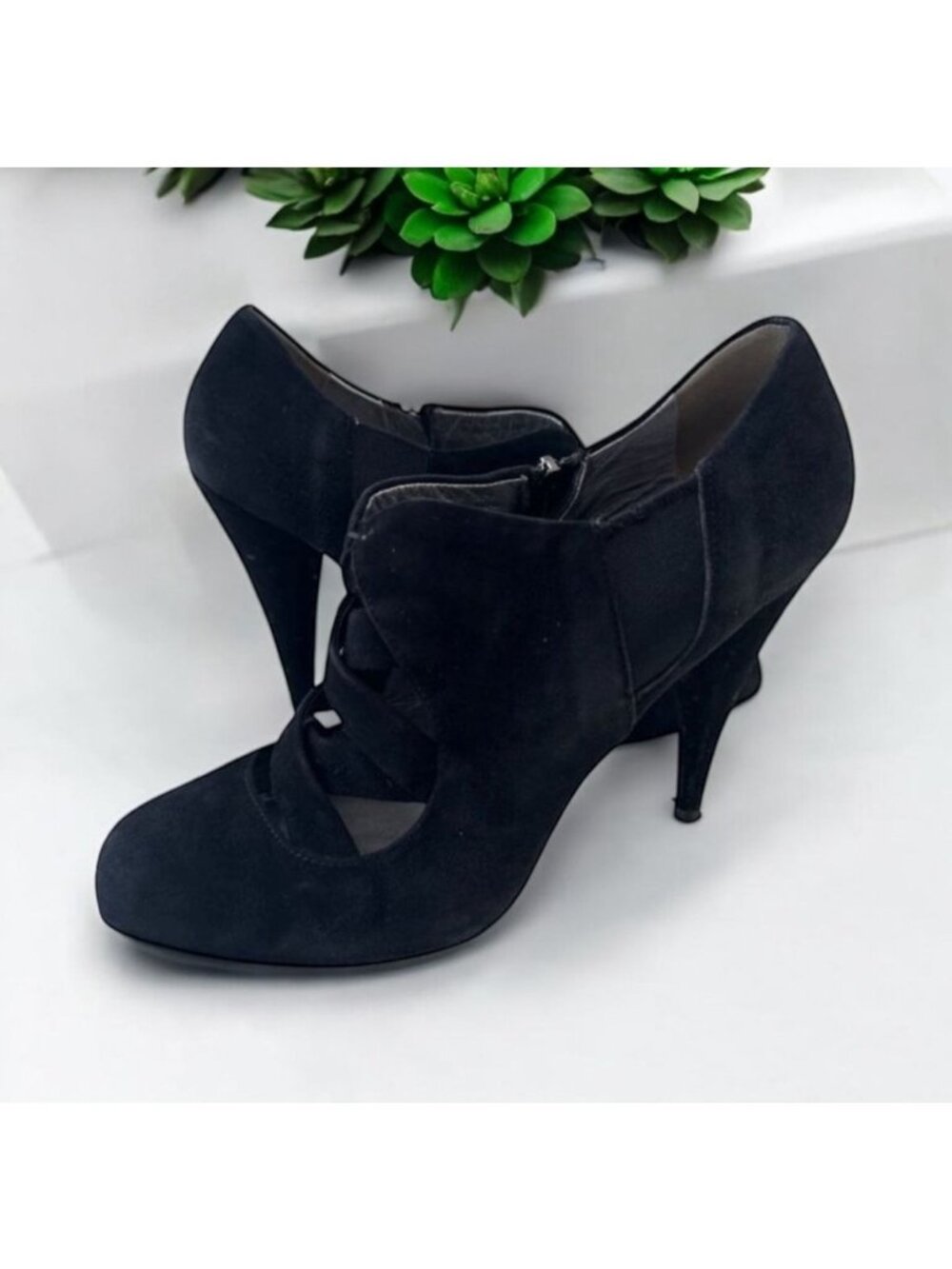 MIU MIU Black Suede Booties Heels Size 39.5/9.5